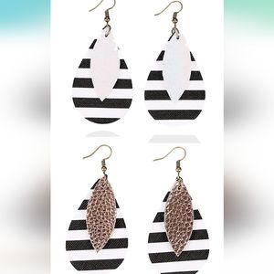 Leather teardrop earrings NWT